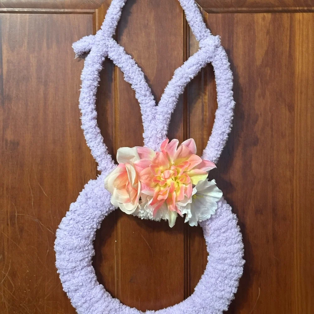 Handmade Purple Bunny Wreath With Flowers